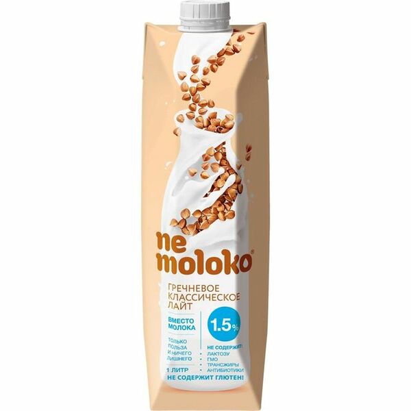 Напиток гречневый Nemoloko классический лайт 1.5%, 1л