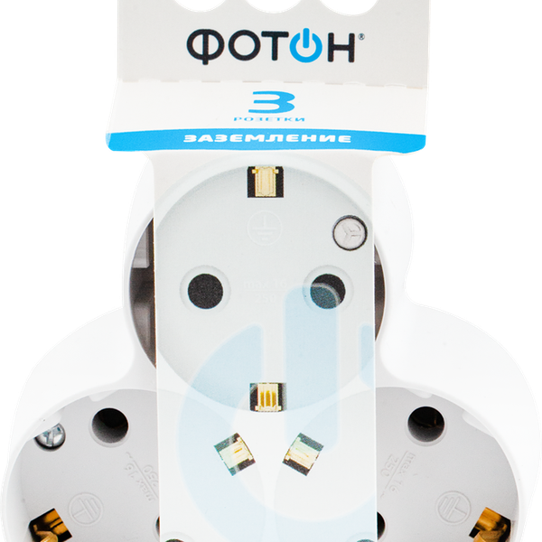 Разветвитель электрический Фотон АМ 16-3Е 16А 3 гнезда с заземлением