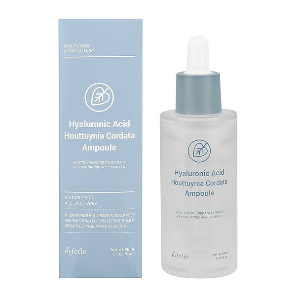 Сыворотка для лица `ESFOLIO` с гиалуроновой кислотой и экстрактом хауттюйнии (увлажняющая и успокаивающая) 50 мл