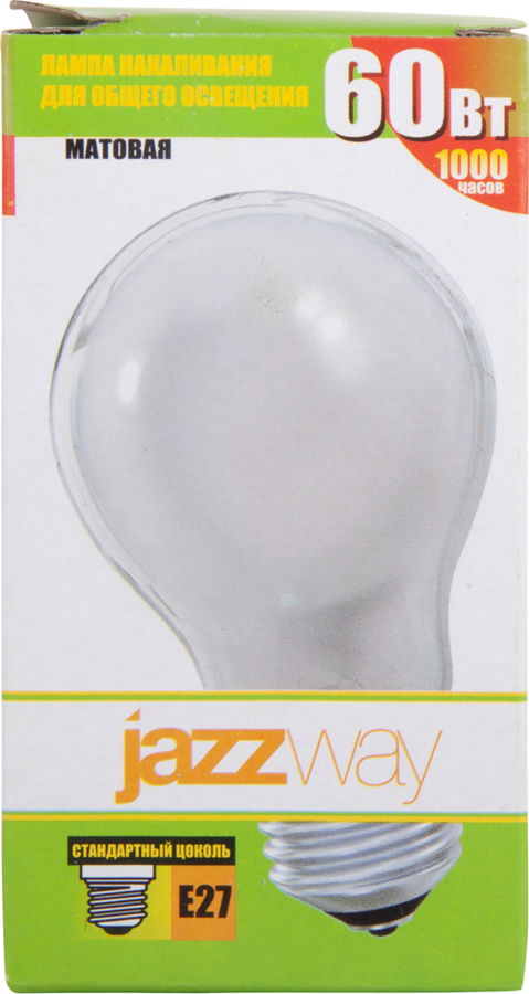 

Лампа накаливания JAZZWAY A55 60Вт E27, 240V, матовая