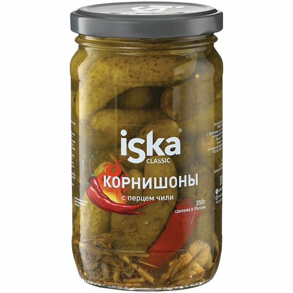 Корнишоны Iska с перцем чили 350г