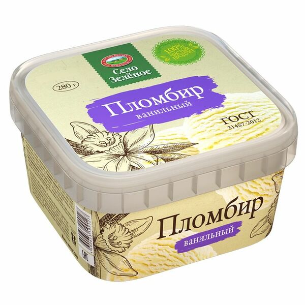 Мороженое Село Зеленое пломбир ванильный