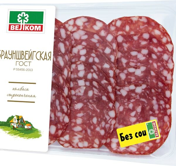 Колбаса Велком Брауншвейгская колбаса сырокопченая 90г