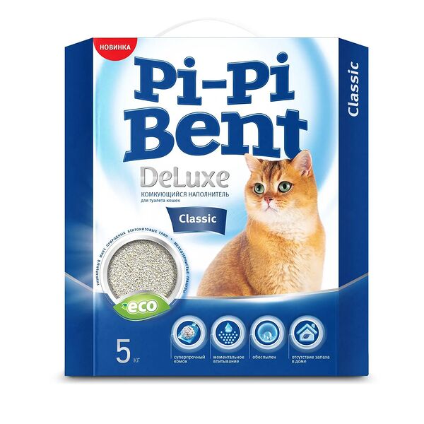 Наполнитель Pi-Pi Bent DeLuxe Classic бентонитовый комкующийся 5 кг
