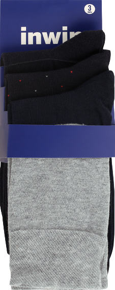 Носки мужские INWIN р.25 (38-40) цвет черный, серый меланж, светло-серый меланж, 3 пары