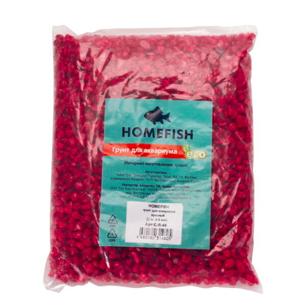 Грунт Homefish для аквариума красный 3-5мм 1 кг