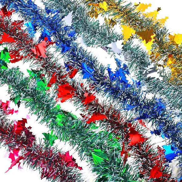 Сноу бум мишура с ёлочками, 9х200 см, пвх, 6 цветов в ассортименте