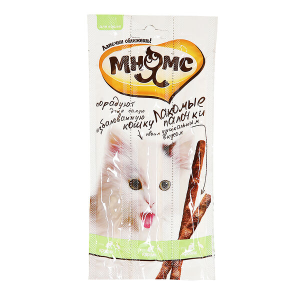 Палочки Мнямс лакомство для кошек с уткой и кроликом