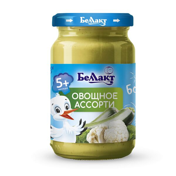 Пюре из кап брокколи,цв кап и кабачков Овощное ассорти с ран возр с 5-ти мес гомог 170г ДП Беллакт