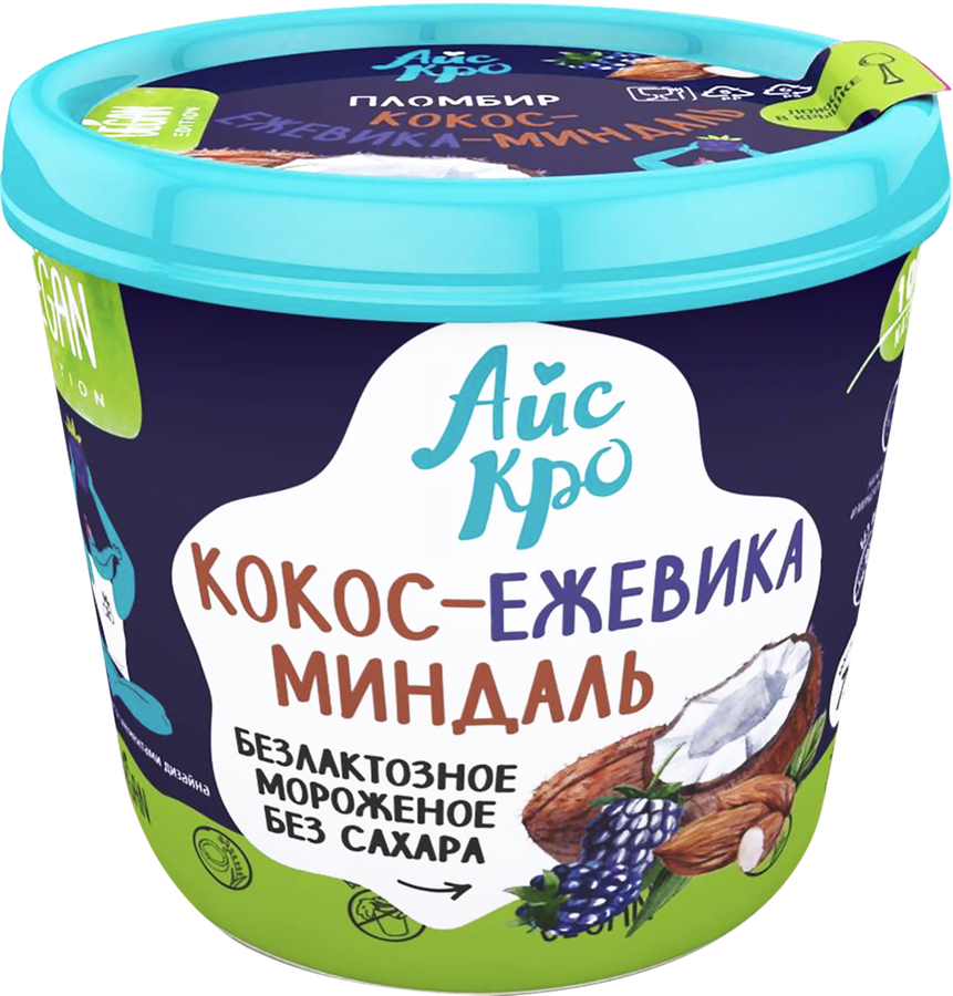 

Десерт АйсКро Vegan Кокос-ежевика-миндаль, без змж, 75 г