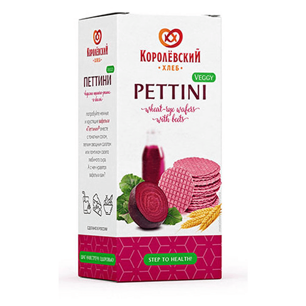 Вафельки пшенично-ржаные Королёвский хлеб Pettini Veggy со свеклой