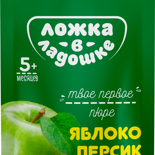 Пюре детское Ложка в ладошке яблоко-персик с 5 месяцев 130 г