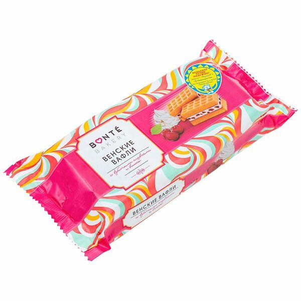 Вафли Венские со взбитыми сливками и вишней Bonte, 150г