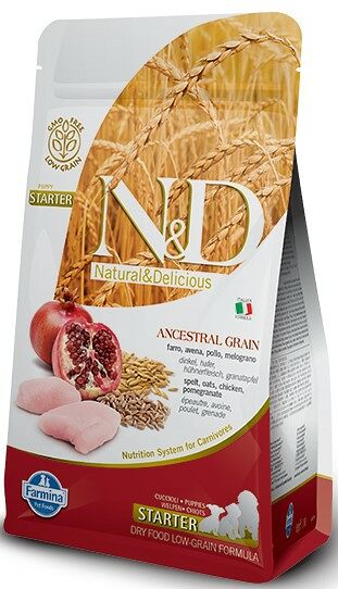 Farmina N&D Low Grain Dog Chicken&Pomegranate Puppy Starter корм для щенков всех пород Цыпленок и гранат