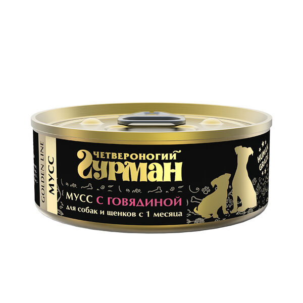 Корм для собак и щенков ЧЕТВЕРОНОГИЙ ГУРМАН говядина мусс