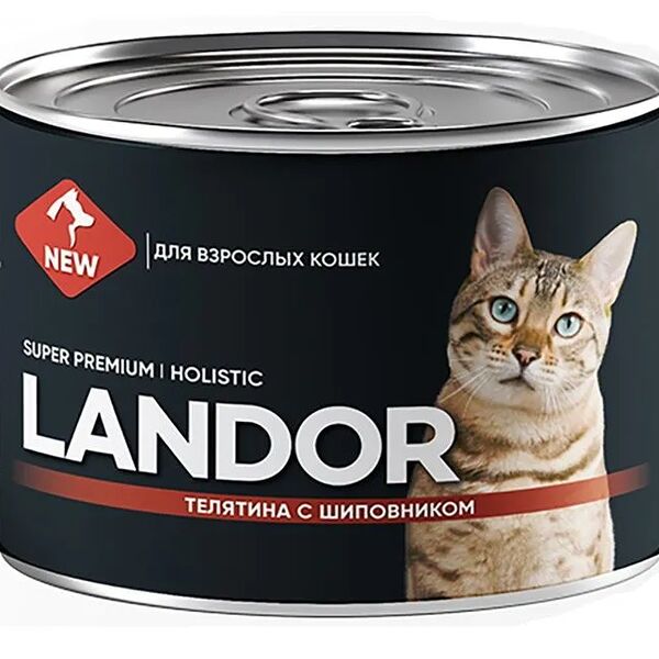 Landor консервы для кошек Телятина/Шиповник 200гр