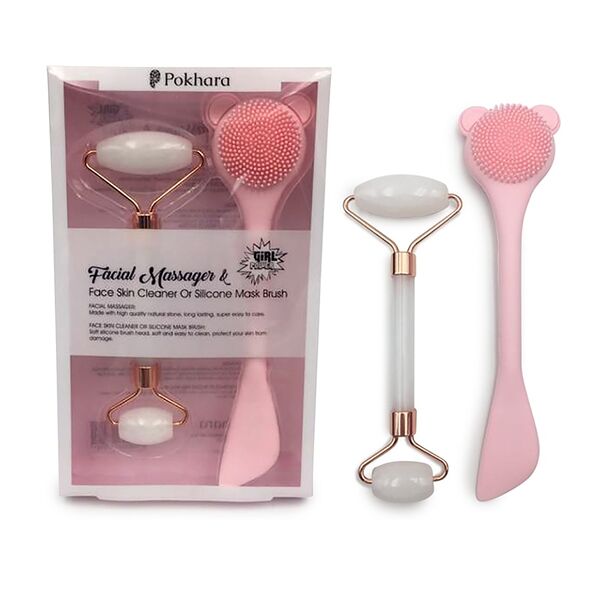 Набор для массажа лица: массажёр для лица, очиститель кожи лица и силиконовая кисточка для масок, Pokhara, Китай