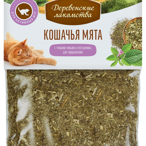 Деревенские лакомства для кошек Кошачья мята, тимьян и пустырник 15 г