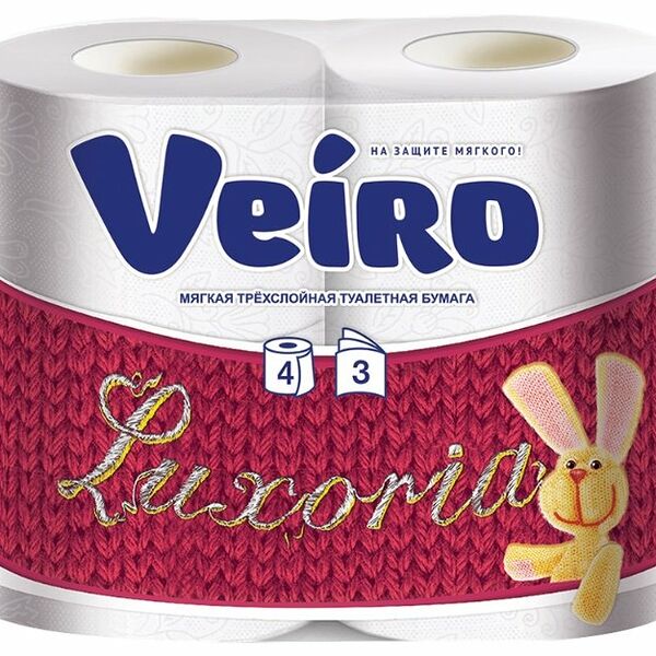 Туалетная бумага Veiro Luxoria 3 слоя, 4 рулона