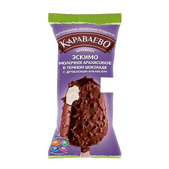 

Эскимо молочное Караваево арахисовое в темном шоколаде с дробленым арахисом 0,5% 80 г