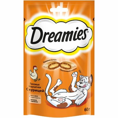 Лакомство для взрослых кошек Подушечки Dreamies с курицей