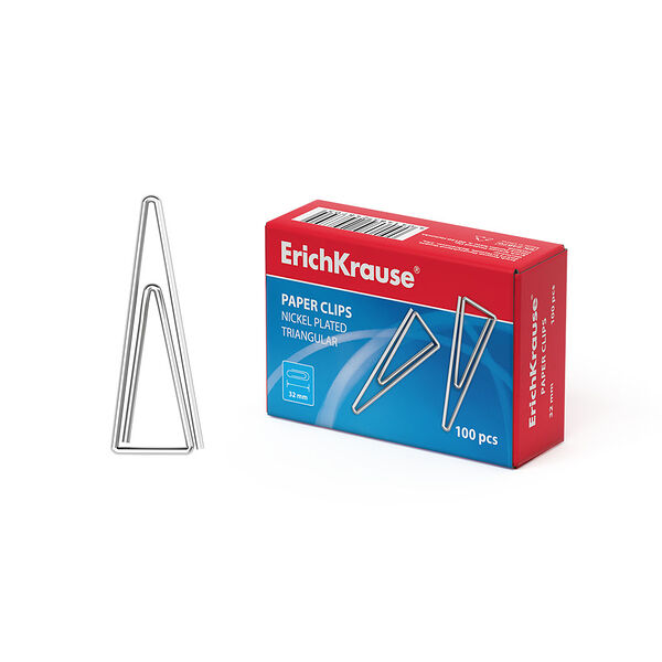 Скрепки никелированые треугольные 32 мм   24870