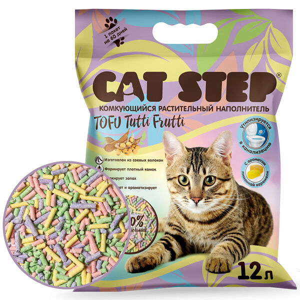 Наполнитель Cat Step Tofu Tutti Frutti растительный комкующийся 5.4 кг