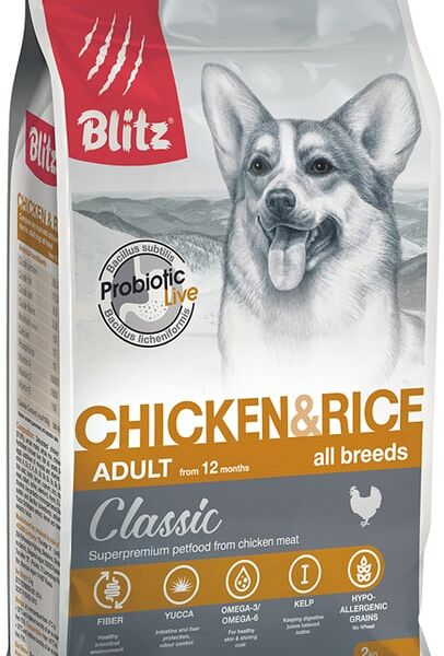 Сухой корм для собак Blitz курица с рисом 2кг