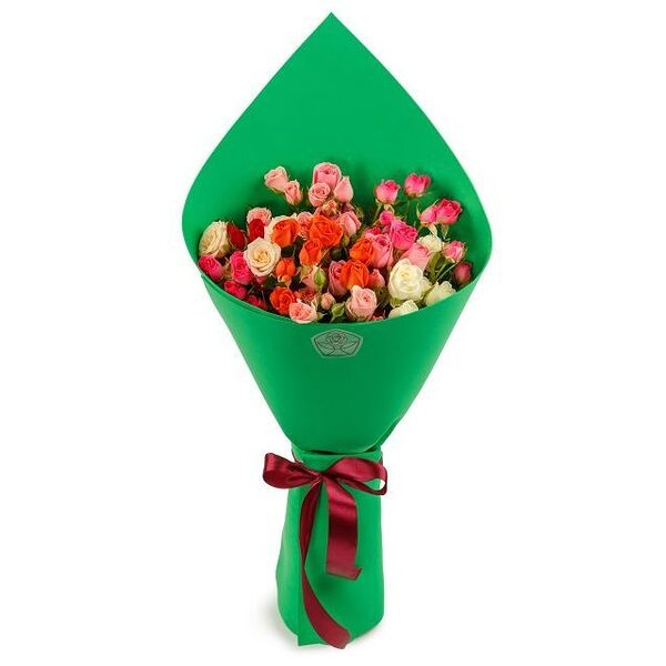 Букет 9 кустовых роз в фоамиране