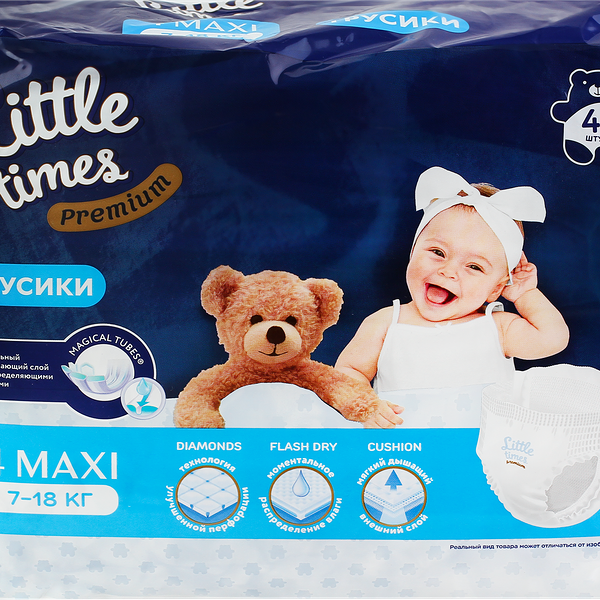 Подгузники-трусики детские LITTLE TIMES Premium Maxi 7–18кг, 42шт