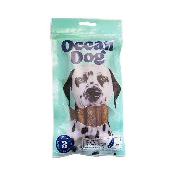 Лакомство для собак OCEANDOG из сушеной кожи атлантической трески с ламинарией, 40г