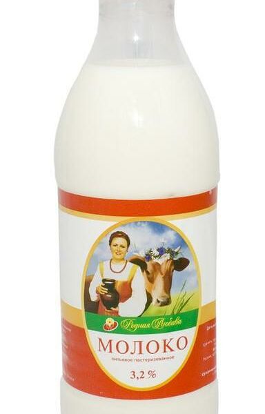 Молоко Родная Любава питьевое пастеризованное 3.2%