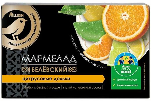 Мармелад АШАН Золотая птица Белевский цитрусовые дольки, 150 г
