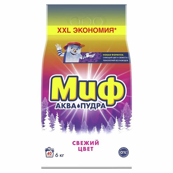 Стиральный порошок Миф Аквапудра Свежий Цвет, 6кг