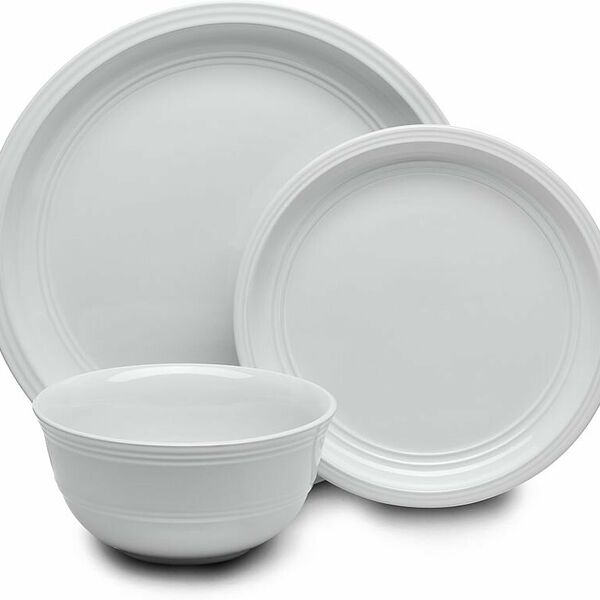 Набор посуды столовый  цвет белый рельеф 12 предметов