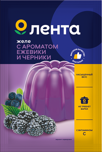 Желе ЛЕНТА со вкусом ежевика-черника, 50г