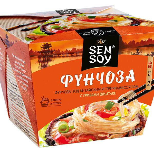 Фунчоза Sen Soy под китайским устричным соусом с грибами шиитаке