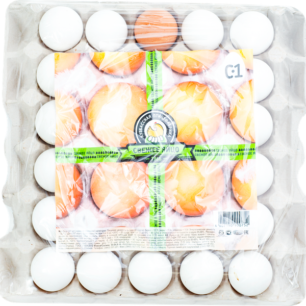 Яйцо куриное КУЗБАССКАЯ ПТИЦЕФАБРИКА Свежее яйцо С1 столовое, 30шт