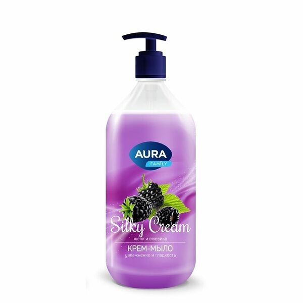 Крем-мыло жидкое Aura Family Silky Cream Шелк и ежевика 1 л
