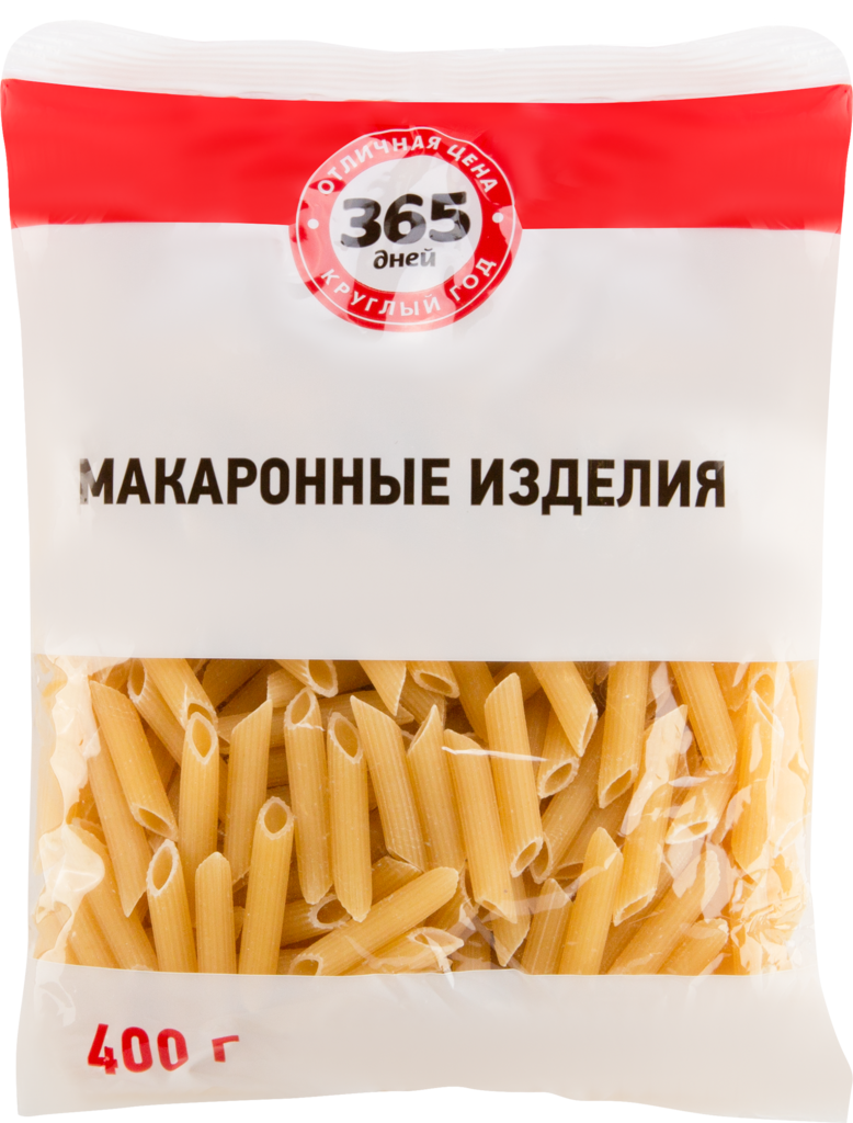 

Макароны 365 ДНЕЙ Перья, группа В высший сорт, 400г