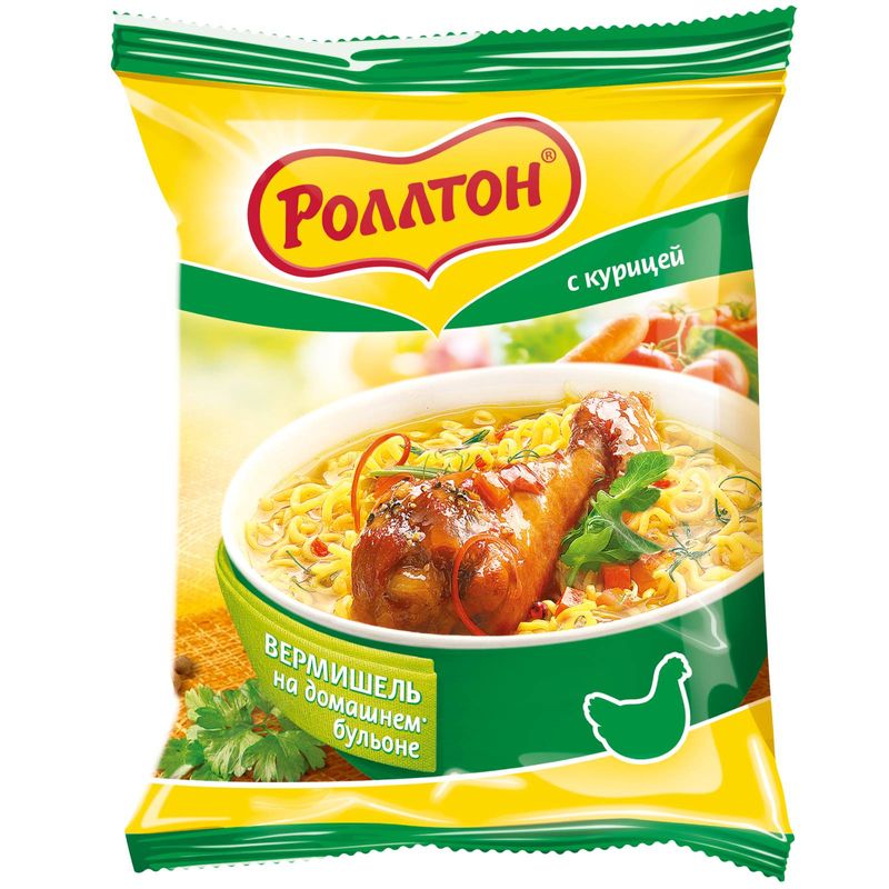 

Лапша быстрого приготовления Роллтон на домашнем бульоне Курица дизайн упаковки в ассортименте 60 г