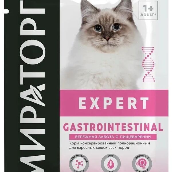 Корм консерв. полнорац. Expert Gastrointestinal для взр. кошек, Winner Мираторг