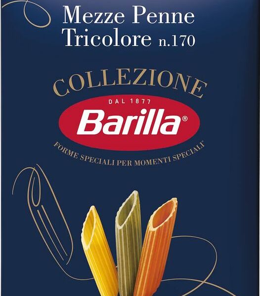 Макароны Barilla Collezione Mezze Penne Tricolore перья с томатами и шпинатом 500г