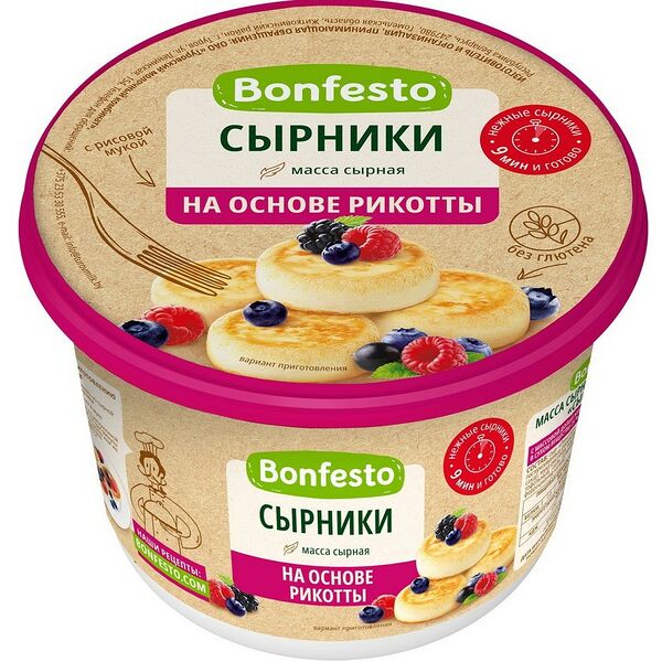 Масса сырная из Рикотты Сырники 25% Bonfesto 500г