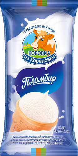 

Мороженое Коровка из Кореновки Пломбир в вафельном стаканчике 15%, 100 г