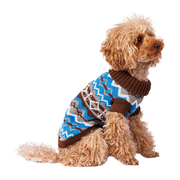 Свитер для собак с узором 40см XL голубой (унисекс)