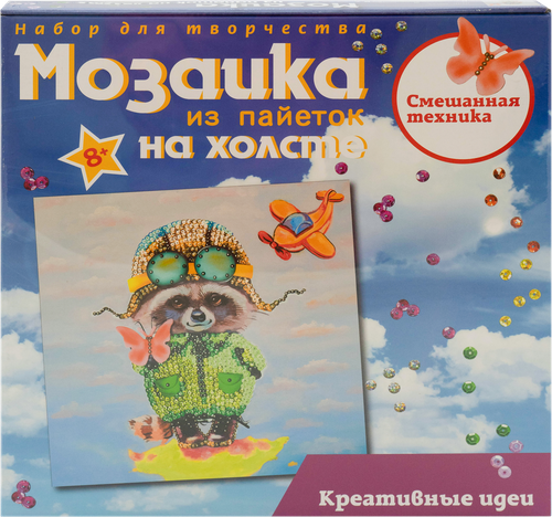 

Мозайка из пайеток ВОЛШЕБНАЯ МАСТЕРСКАЯ Озорной котенок, Енот, на холсте Арт. МХ-25/26