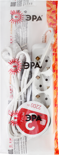 

Удлинитель электрический ЭРА UX-4e-3m с заземлением, 4 розетки, 3м, ПВС, 3x0,75мм2, 10А Арт. Б0038579