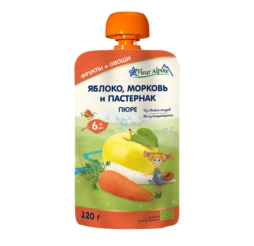 

Пюре Fleur Alpine яблоко, морковь и пастернак, с 6 месяцев, 120 г
