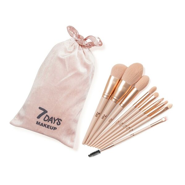 Набор кистей для макияжа 7 days Make Up для лица, глаз и губ, 9 шт.